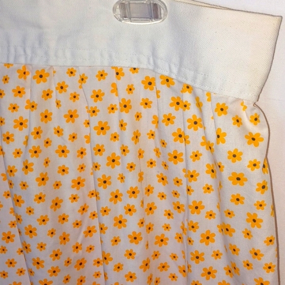 Vintage handmade maxi full skirt cotton cream w/daisies print bohemian unique M - Picture 2 of 5